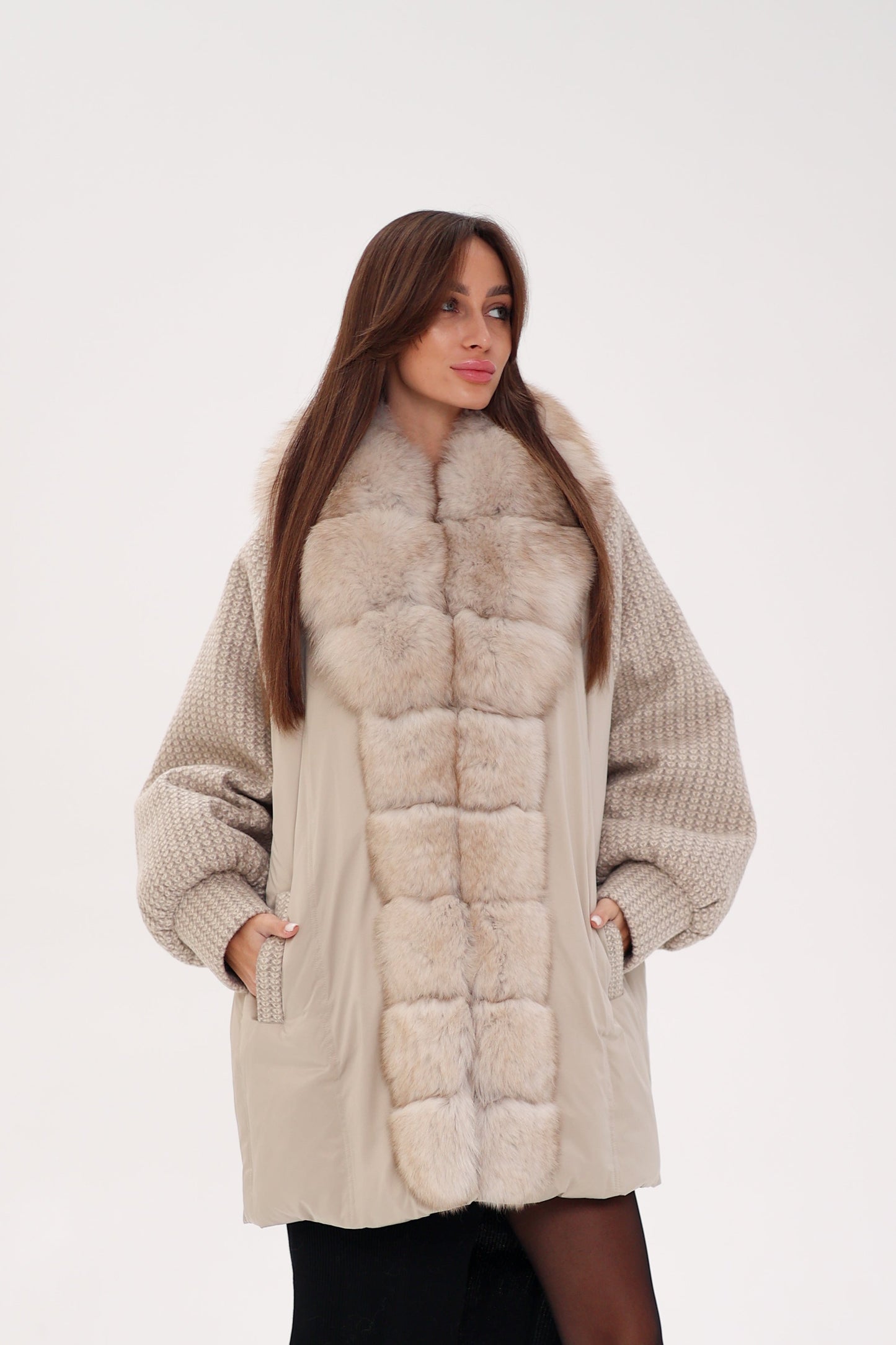 Polar Fox Boucle Down Coat