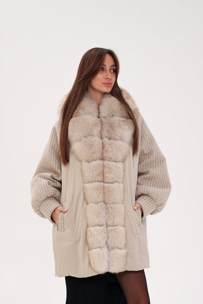 Polar Fox Boucle Down Coat