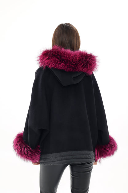 Saga®Furs Silver Fox Cashmere Blend Coat