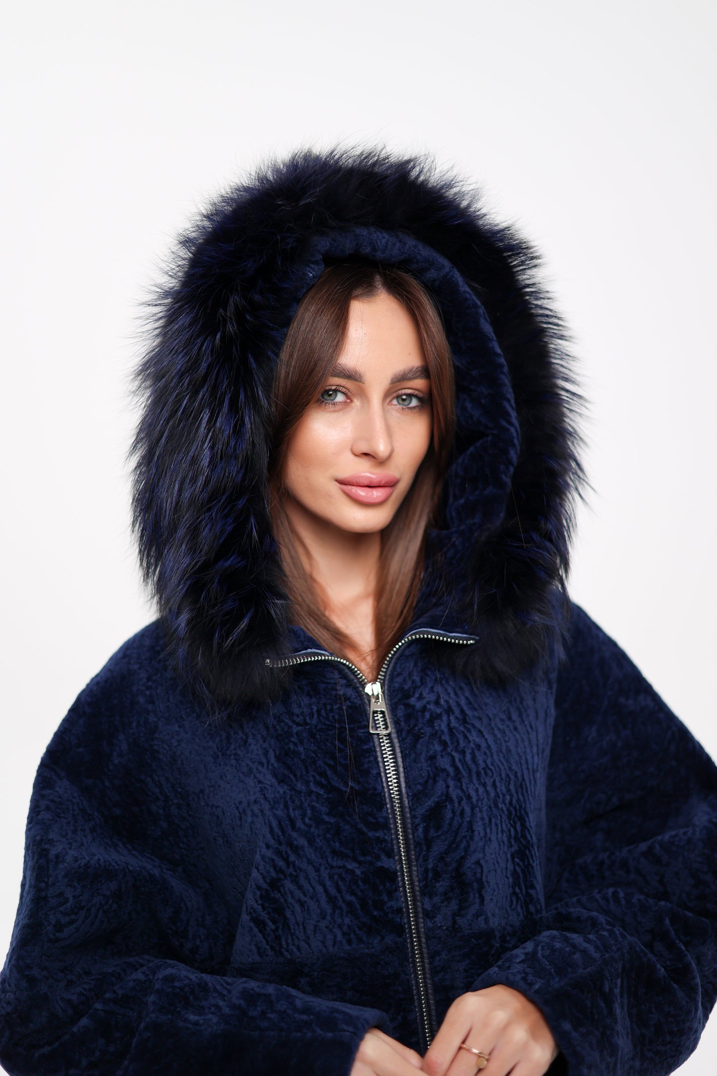 Shearling Silver Fox Trim Jacket