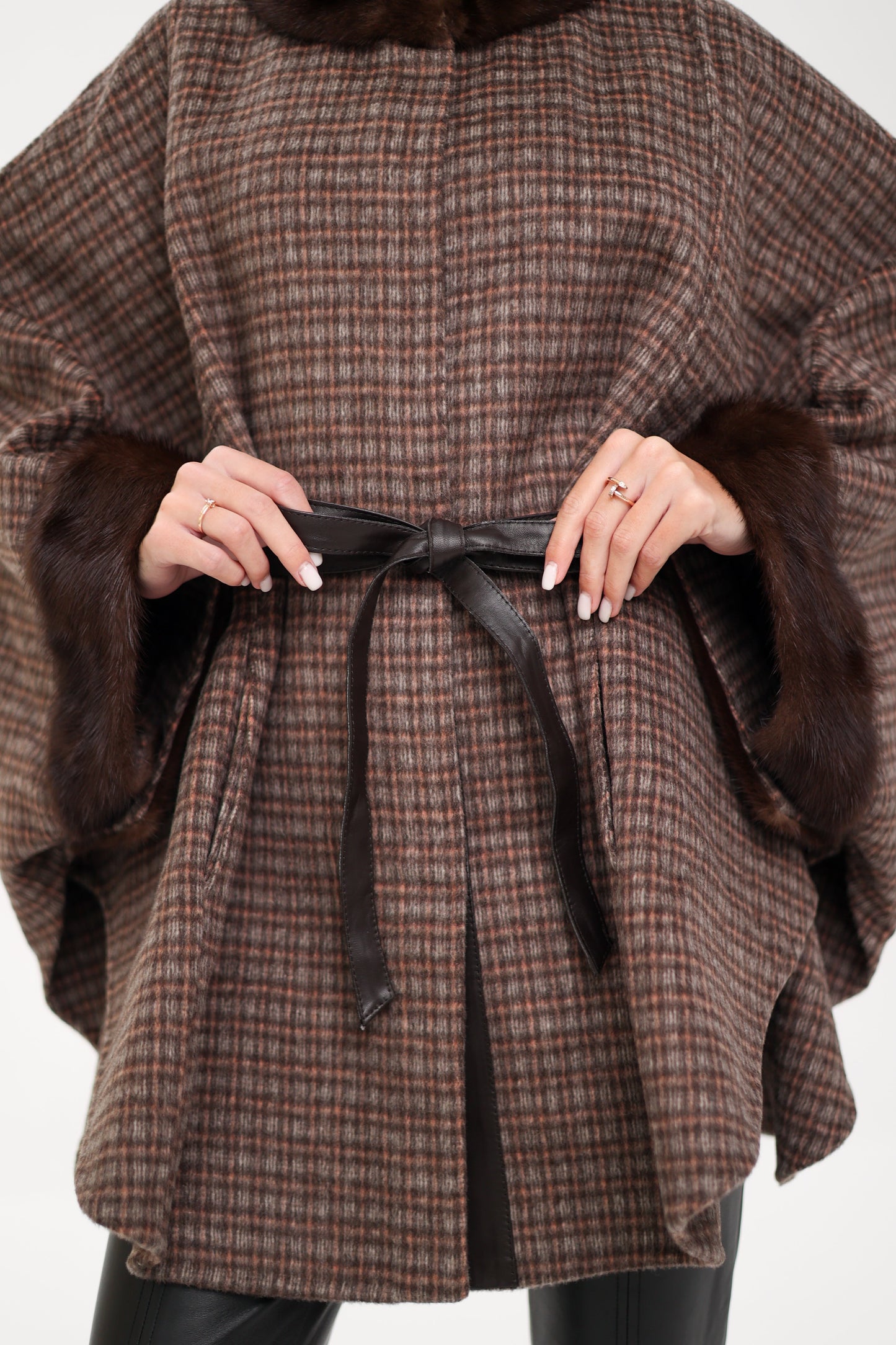 Scandinavian Mink Fur Double Face Wool Poncho
