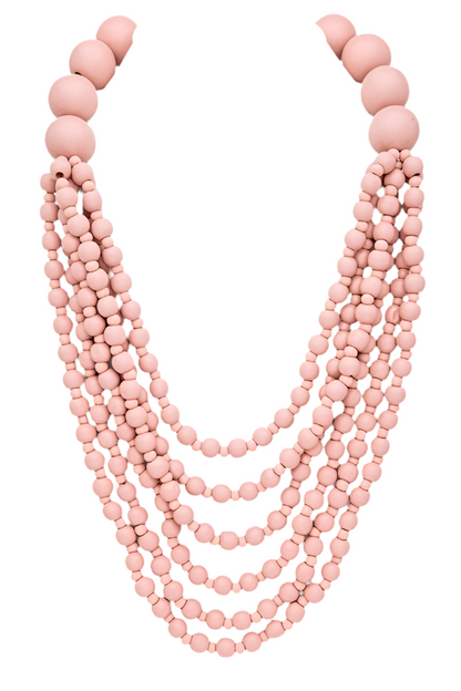 Multi Strand Wooden Beads Necklace - Undeniably LUXE