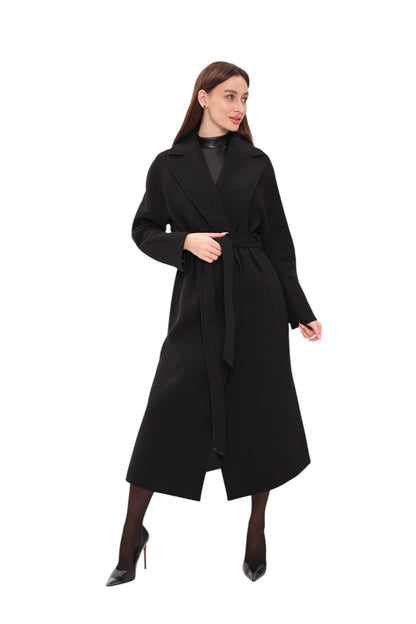 Cambridge Comfort Wraparound Wool Cashmere Coat Black