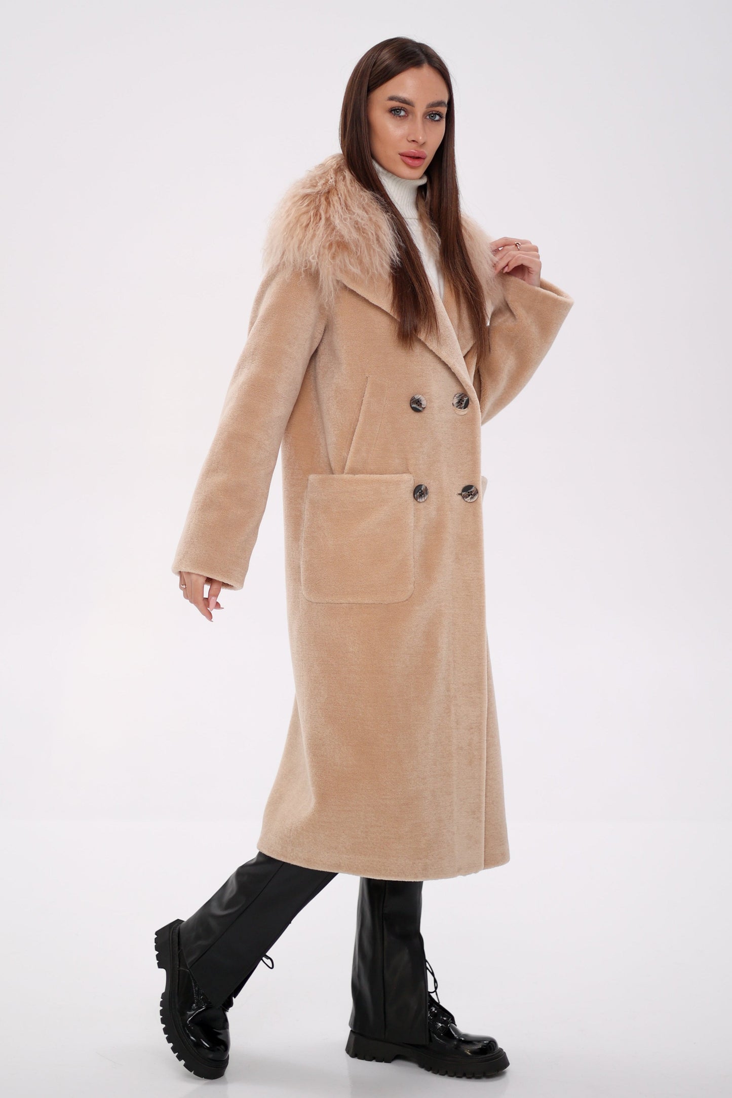 Lama Fur Virgin Wool Coat