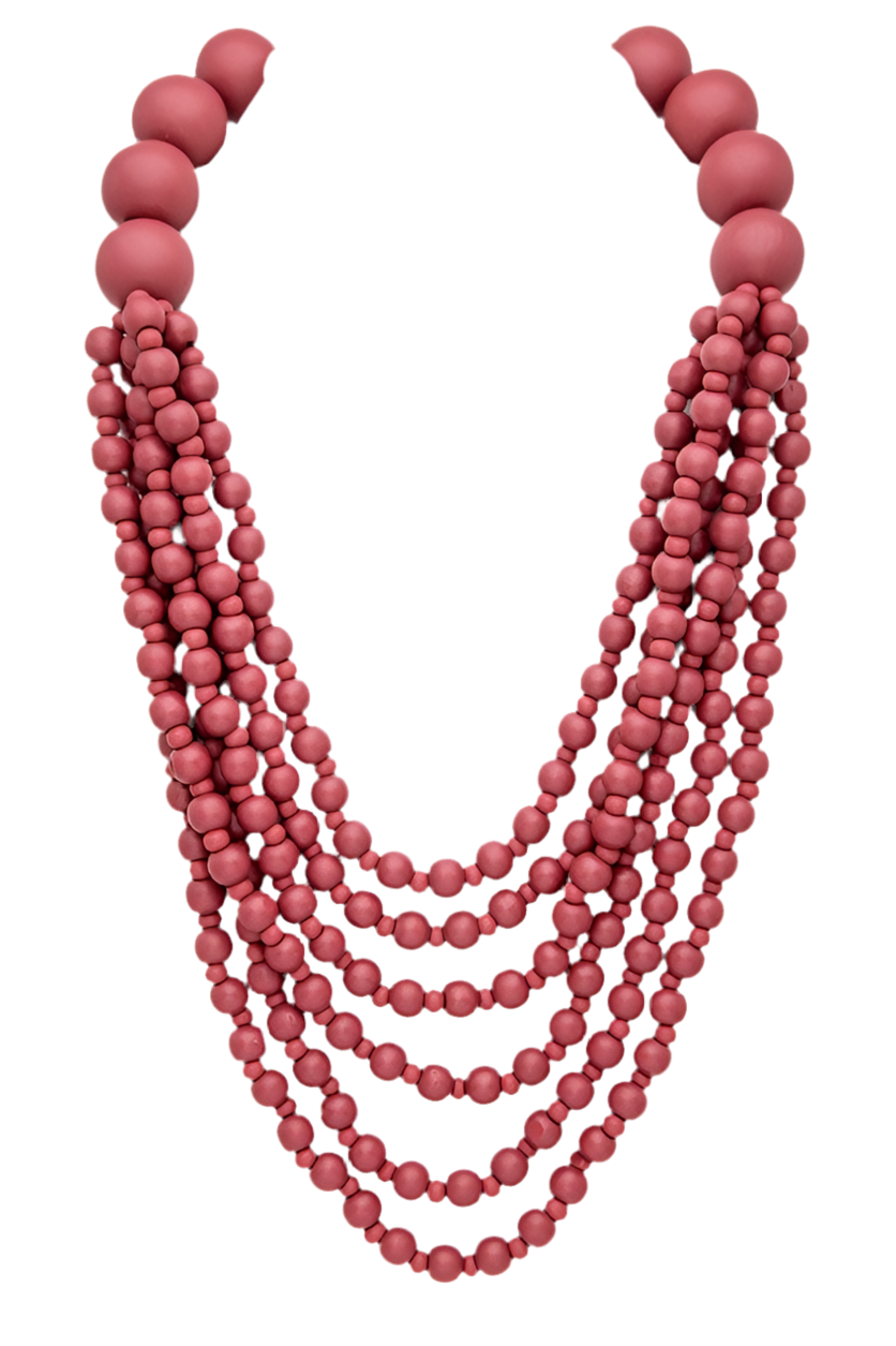 Multi Strand Wooden Beads Necklace - Undeniably LUXE