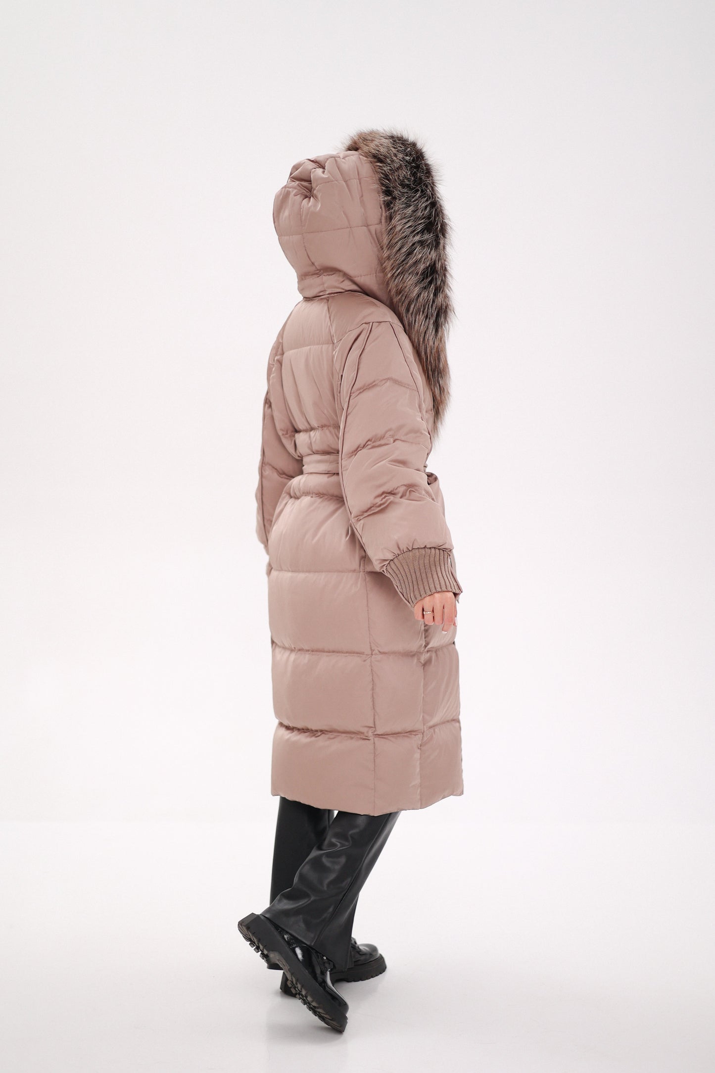 Rei Silver Fox Hood Down Coat Blush