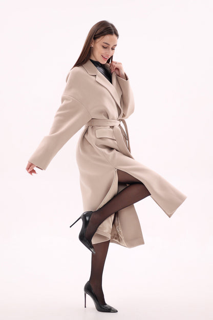 Toscana Leather Accent Cashmere Blend Overcoat