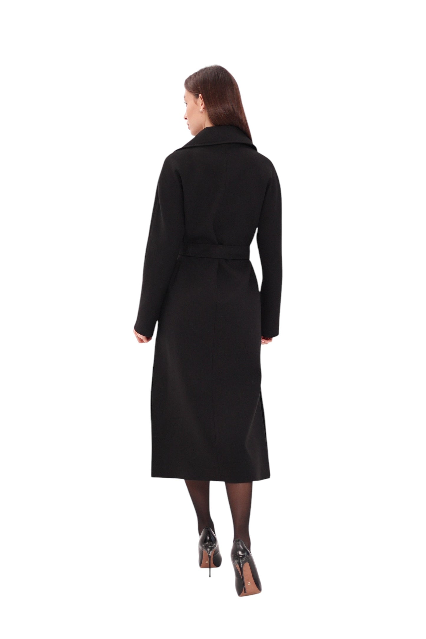 Cambridge Comfort Wraparound Wool Cashmere Coat Black