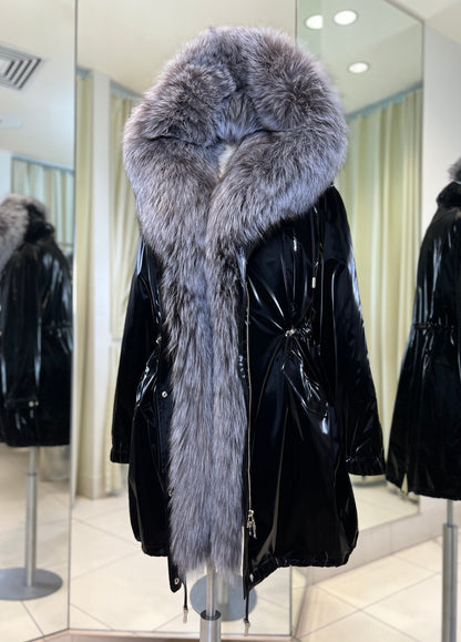 Silver Fox Fully Lined Hood Rabbit Insulated Parka