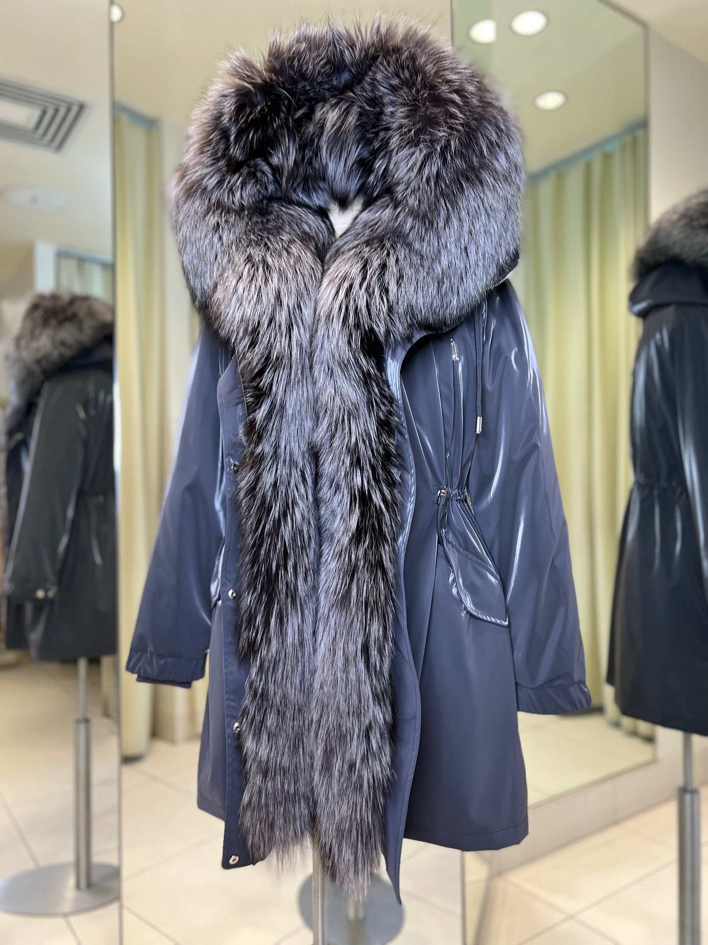 Silver Fox Fully Lined Hood Rabbit Insulated Parka