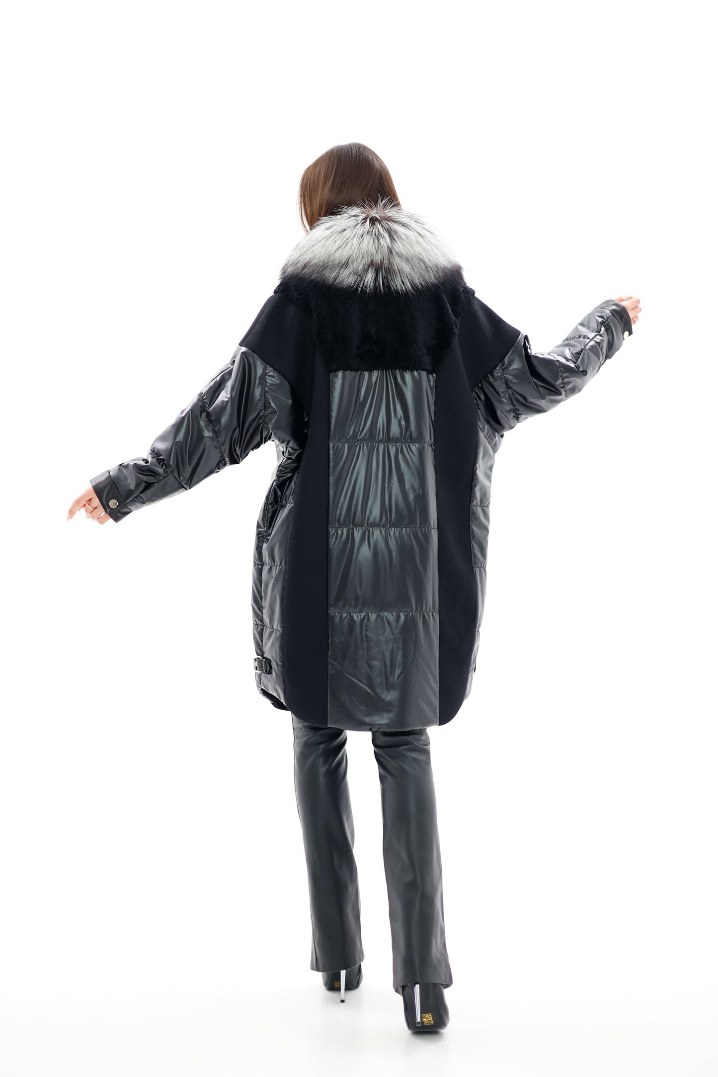 Silver Fox Fur Italian Cashmere Wool Freudenberg Comfortemp® Coat