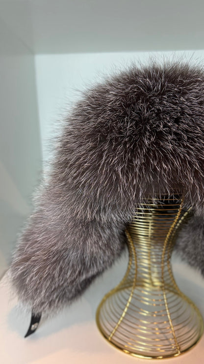 Genuine Silver Fox Leather Hat Unisex
