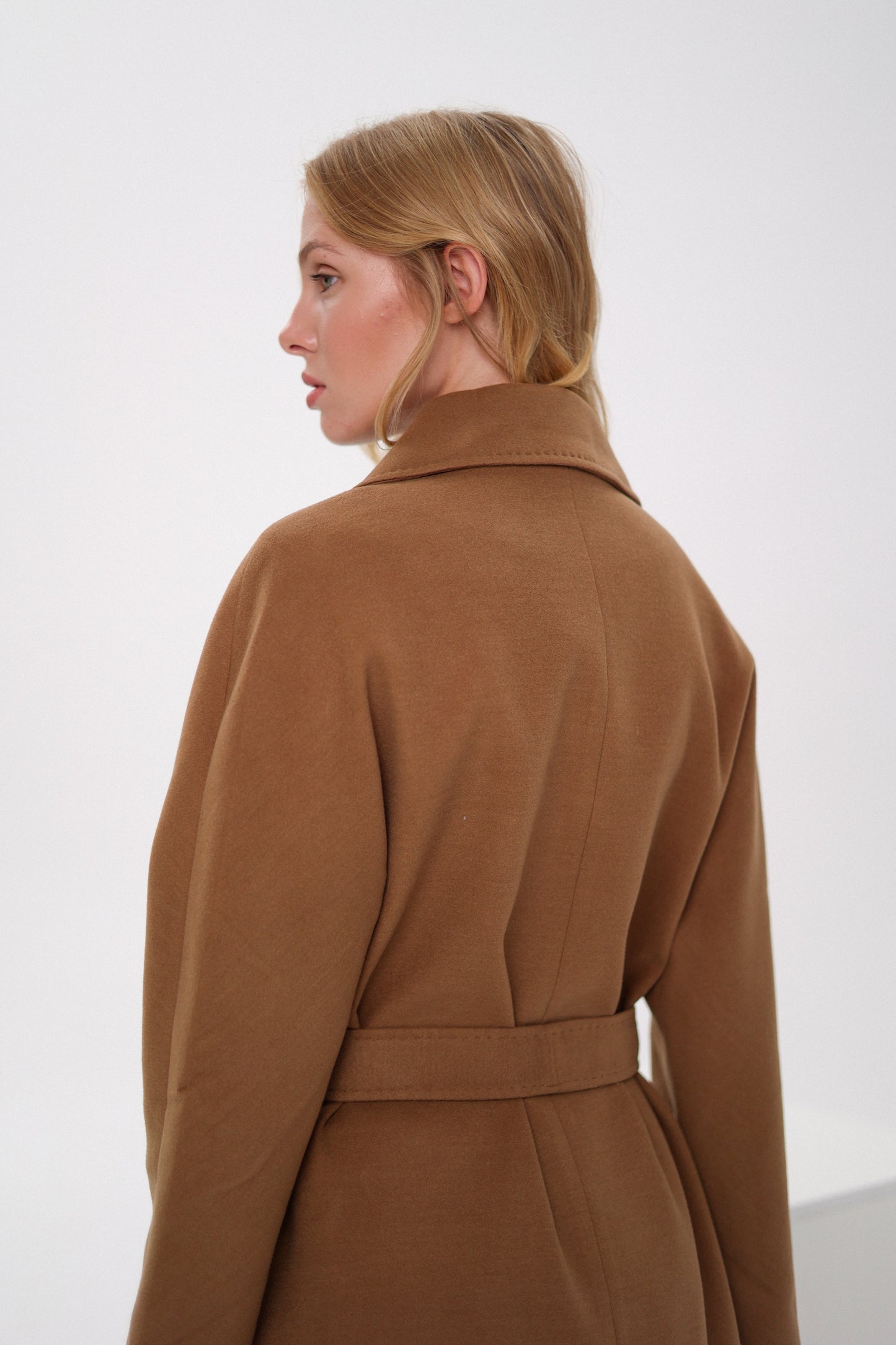 Cambridge Comfort Wraparound Wool Cashmere Coat Dark Camel