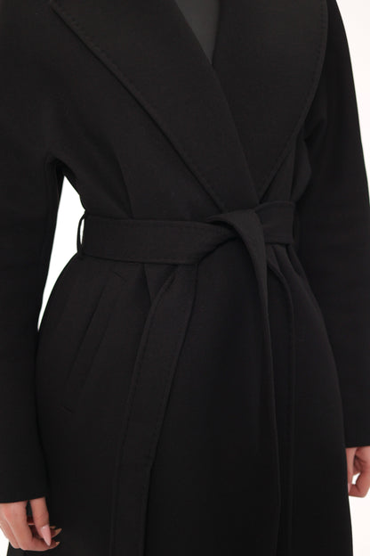 Cambridge Comfort Wraparound Wool Cashmere Coat Black