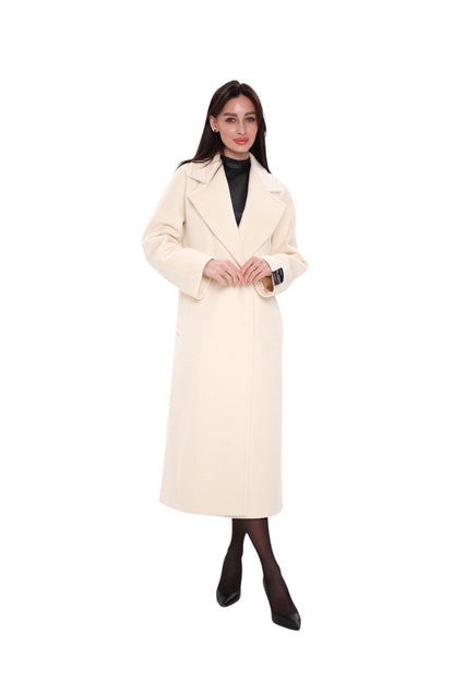 Premium 100% Australian Merino Wool Coat in Marshmallow