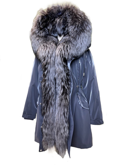 Silver Fox Fully Lined Hood Rabbit Insulated Parka