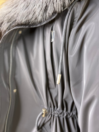 Silver Fox Fully Lined Hood Rabbit Insulated Parka