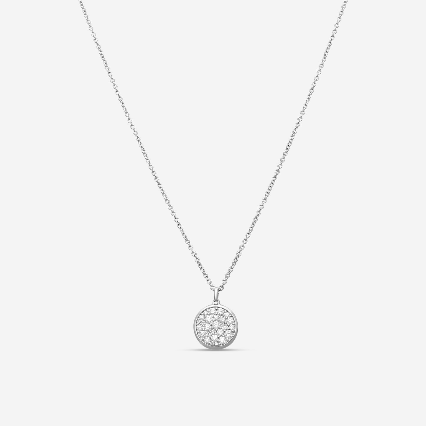 MEMOIRE - 18K WG Luna Pave Medallion Necklace 11mm (Approx.3.8gr./ DIA: .45ct.twd.) - CCPV110-WG
SIZE / L:18"