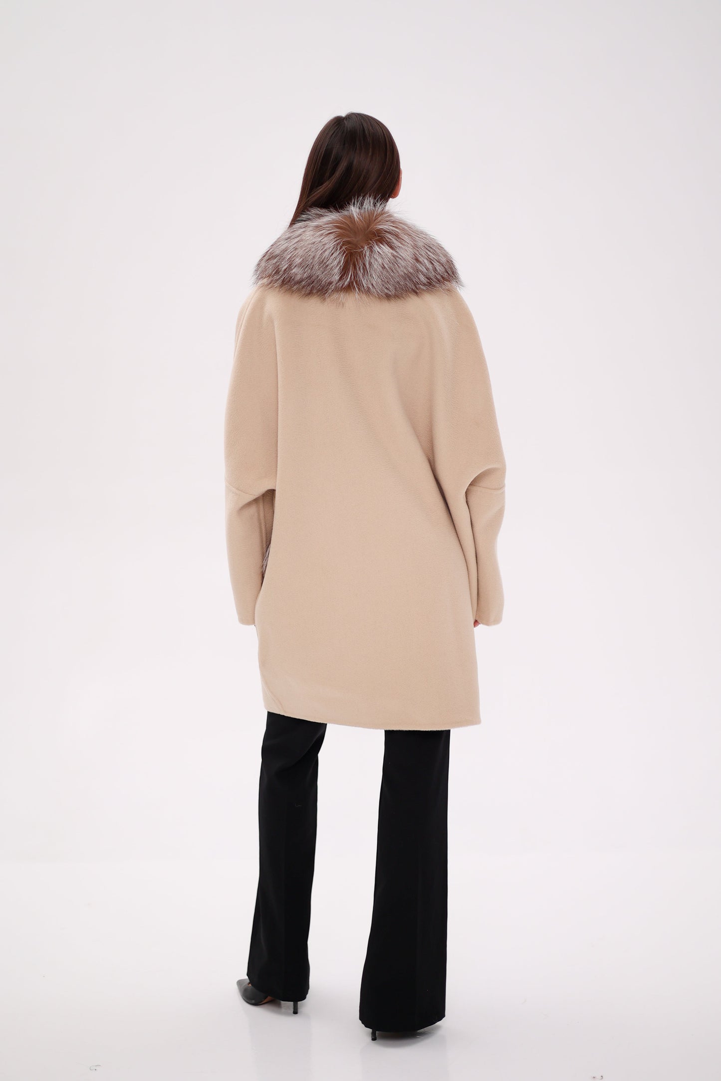 Saga®Furs Silver Fox Wool Alapca Coat