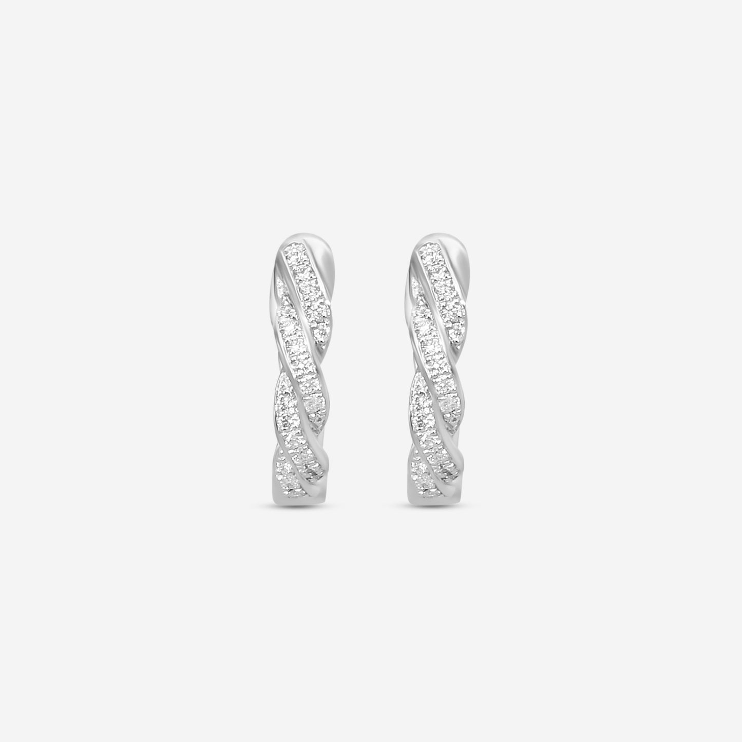MEMOIRE - 18K WG Vine Pave Huggies  (Approx.1.9gr./ DIA: .12ct.twd.) - CHHO381-WG
SIZE / C:12x12mm