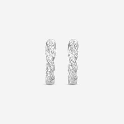 MEMOIRE - 18K WG Vine Pave Huggies  (Approx.1.9gr./ DIA: .12ct.twd.) - CHHO381-WG
SIZE / C:12x12mm