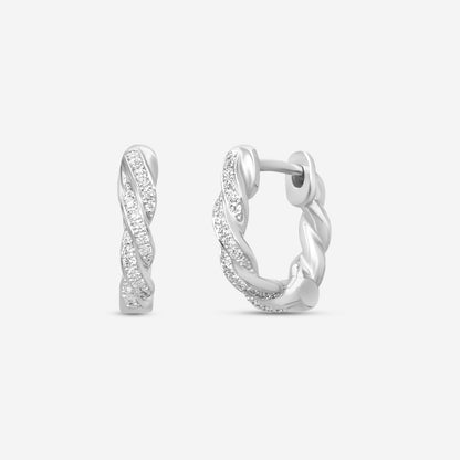 MEMOIRE - 18K WG Vine Pave Huggies  (Approx.1.9gr./ DIA: .12ct.twd.) - CHHO381-WG
SIZE / C:12x12mm