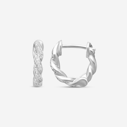 MEMOIRE - 18K WG Vine Pave Huggies  (Approx.1.9gr./ DIA: .12ct.twd.) - CHHO381-WG
SIZE / C:12x12mm