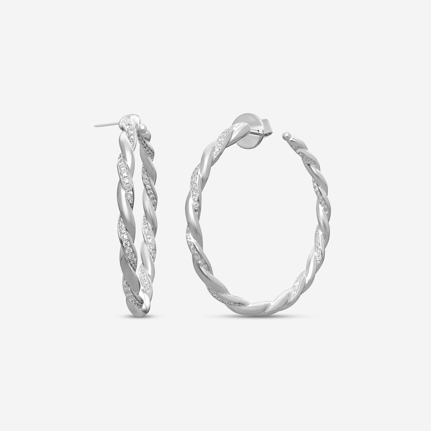 Memoire - Vine Twisted Pave Hoops - Medium 0.41-0.48ctw 3535 72 8W - CHHO277-18KW