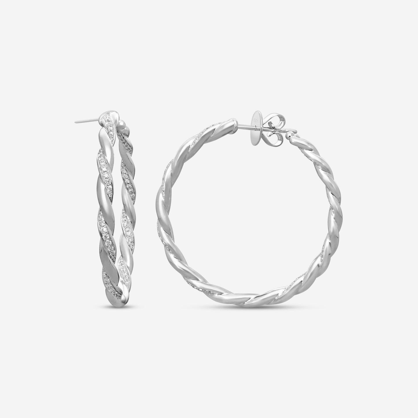 Memoire - Vine Twisted Pave Hoops - Medium 0.41-0.48ctw 3535 72 8W - CHHO277-18KW