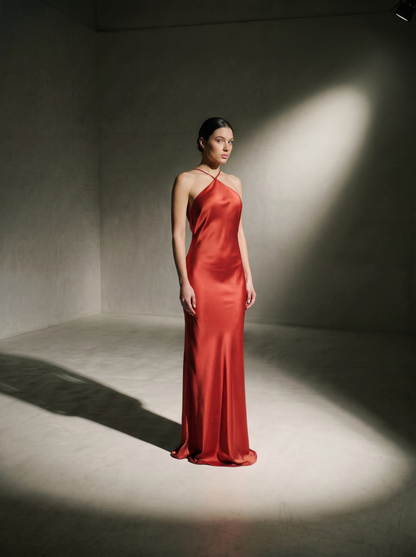 Silk Halter Neckline Gown