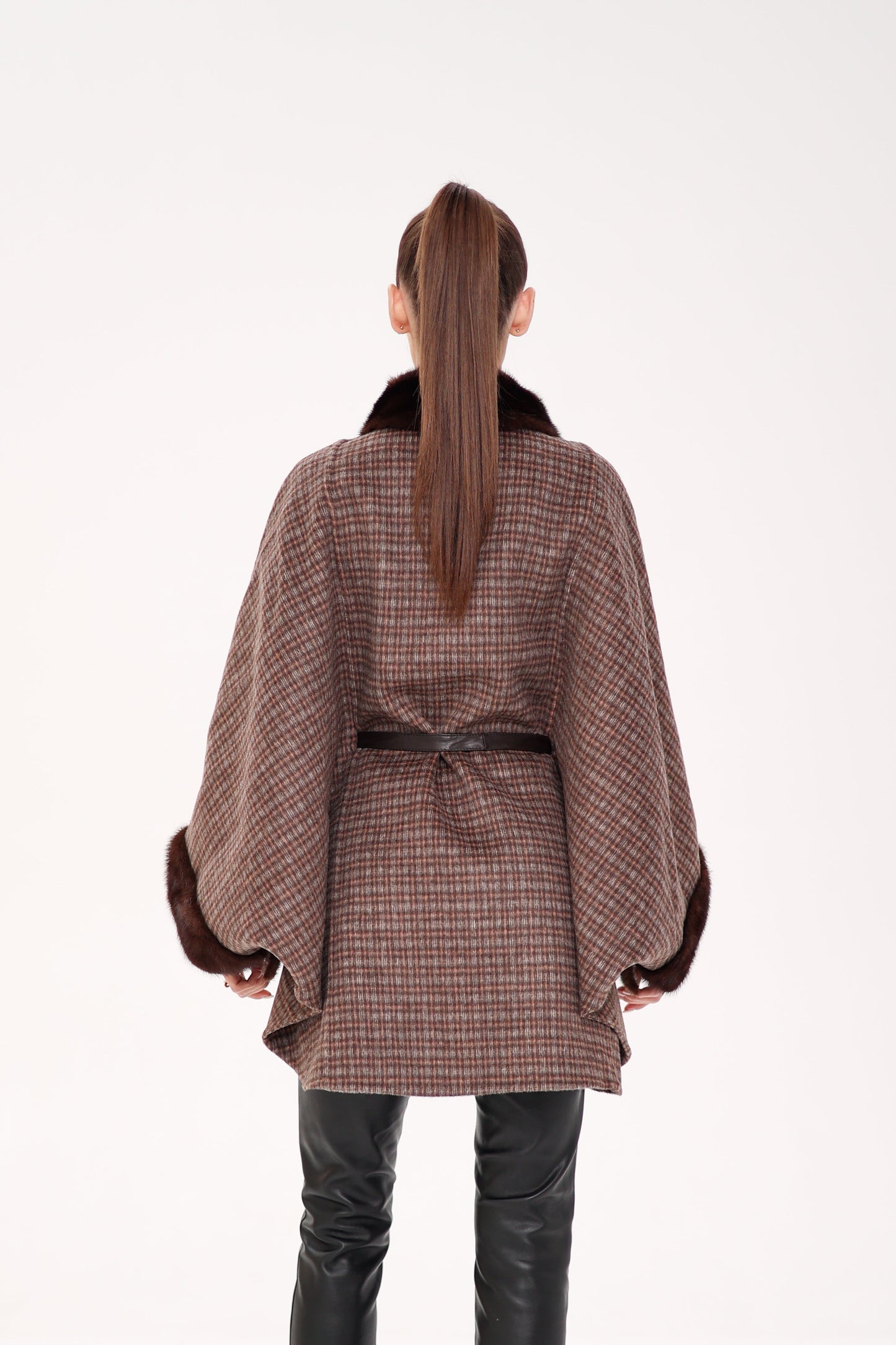 Scandinavian Mink Fur Double Face Wool Poncho