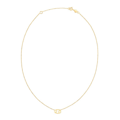 14K Yellow Gold Cancer Zodiac Necklace