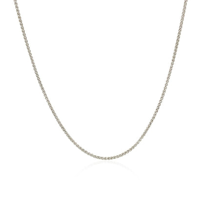 10K White Gold Wheat Chain Necklace, 1.0mm