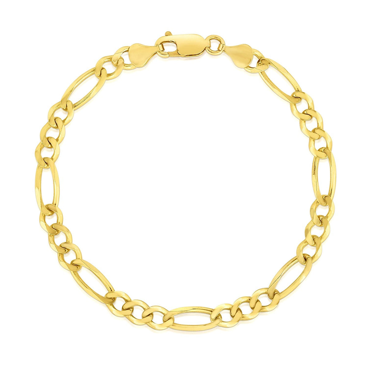14K Yellow Gold Solid Figaro Bracelet
