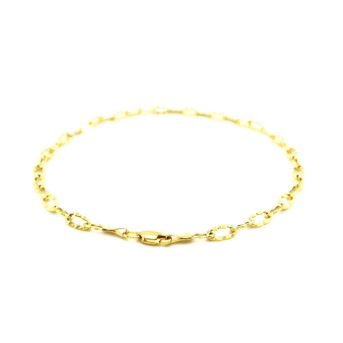 Hammered Oval Link 14K Yellow Gold Anklet