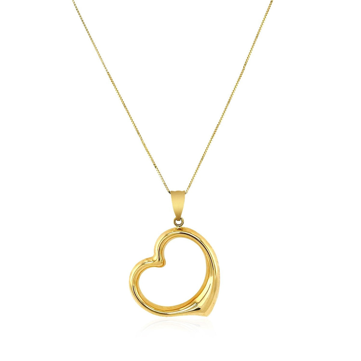 14K Yellow Gold Floating Heart Drop Pendant