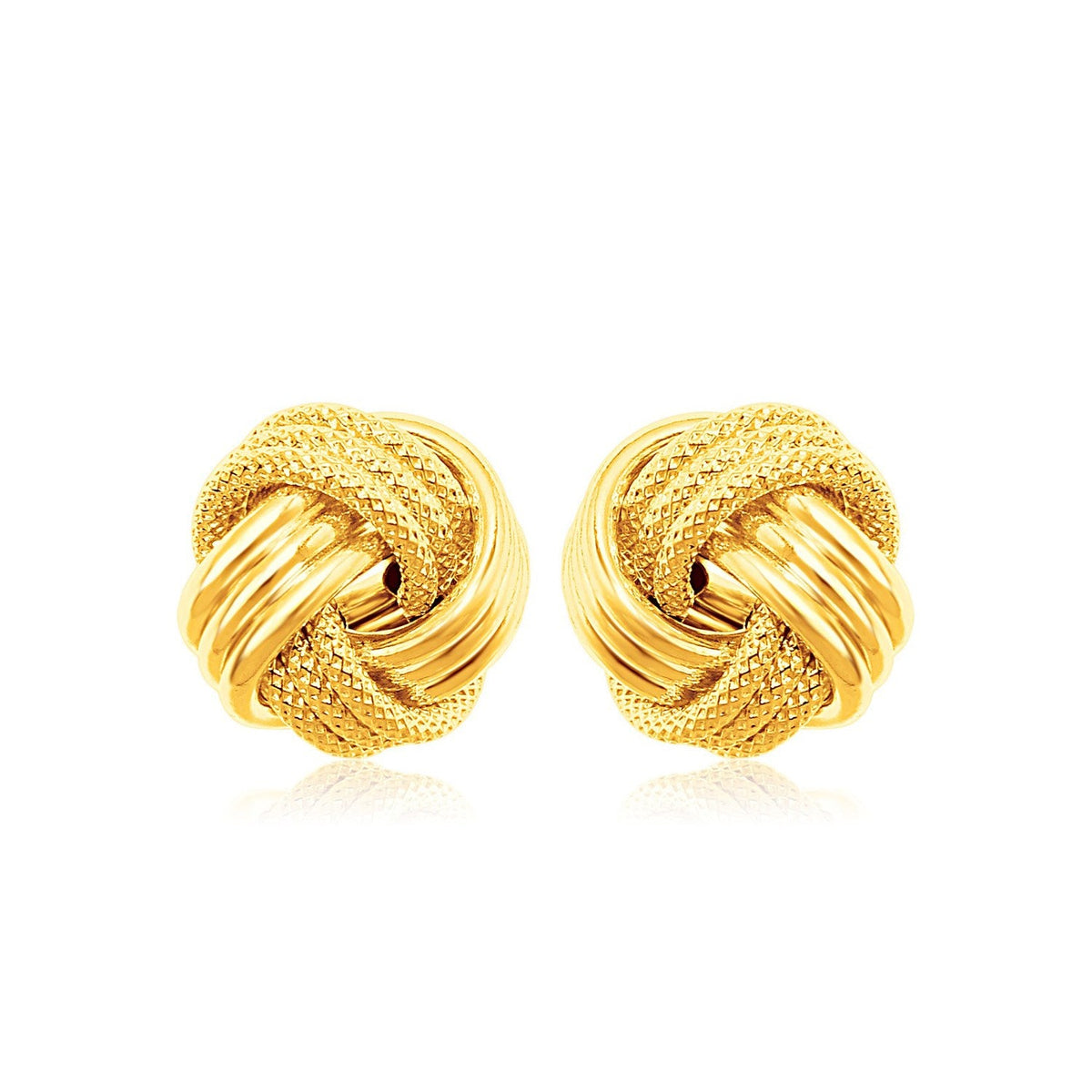 14K Yellow Gold Love Knot Stud Earrings