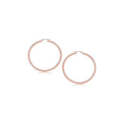 14K Rose Gold Polished Hoop Earrings