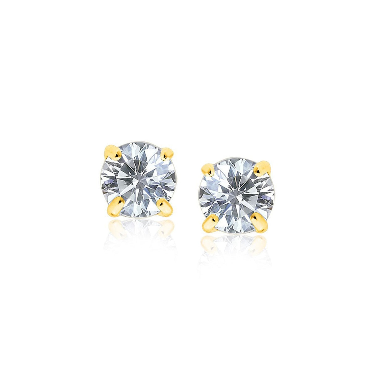 14K Yellow Gold Cubic Zirconia Stud Earrings