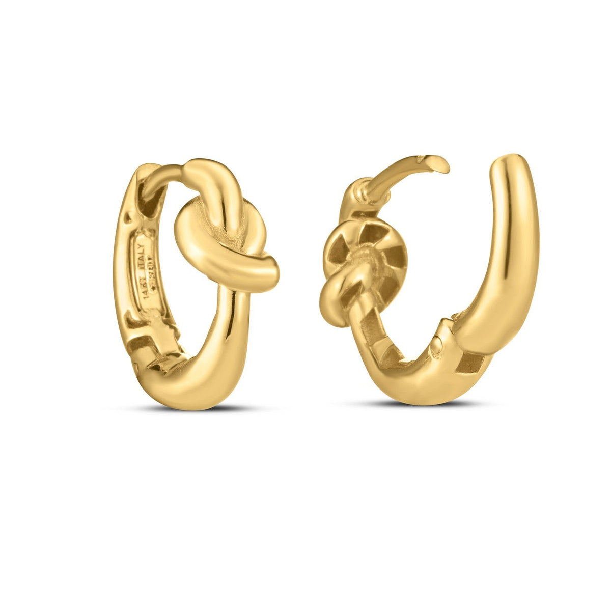14K Yellow Gold Love Knot Hoop Earrings