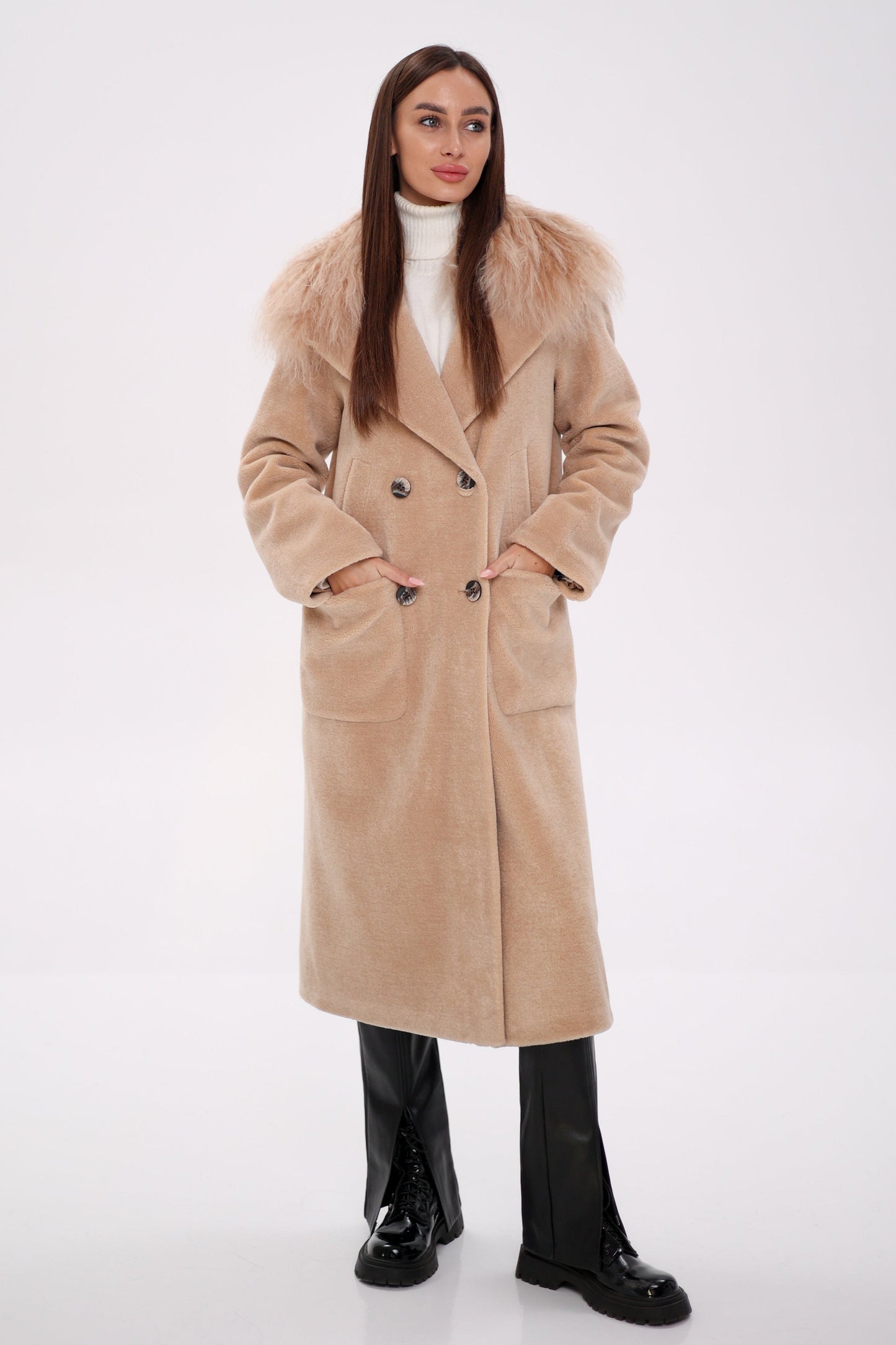 Lama Fur Virgin Wool Coat