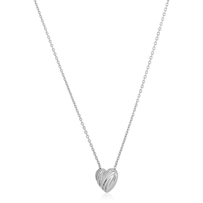 14K White Gold Scribbles Heart Necklace