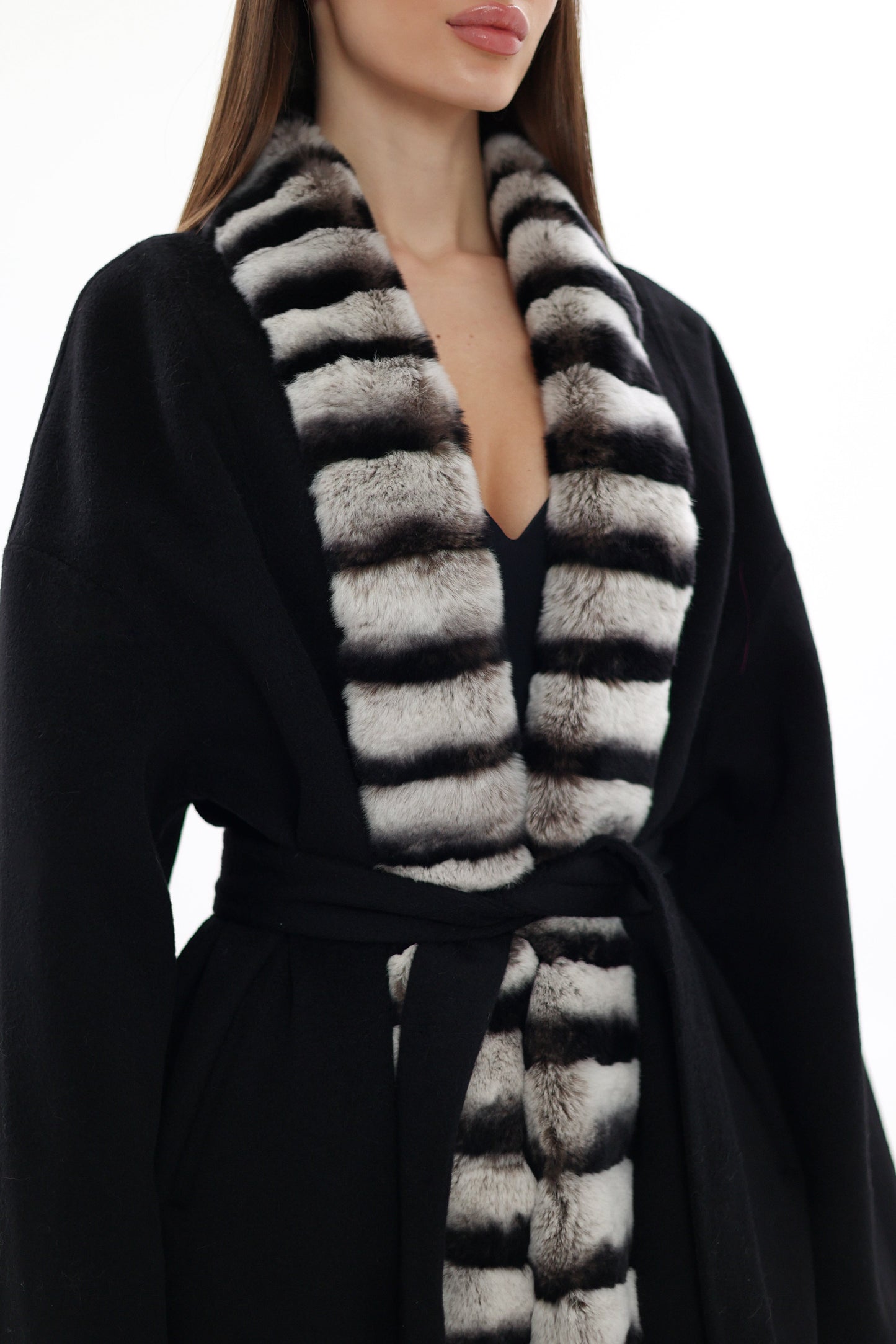 French Orylag Fur Italian Cashmere Wool Coat