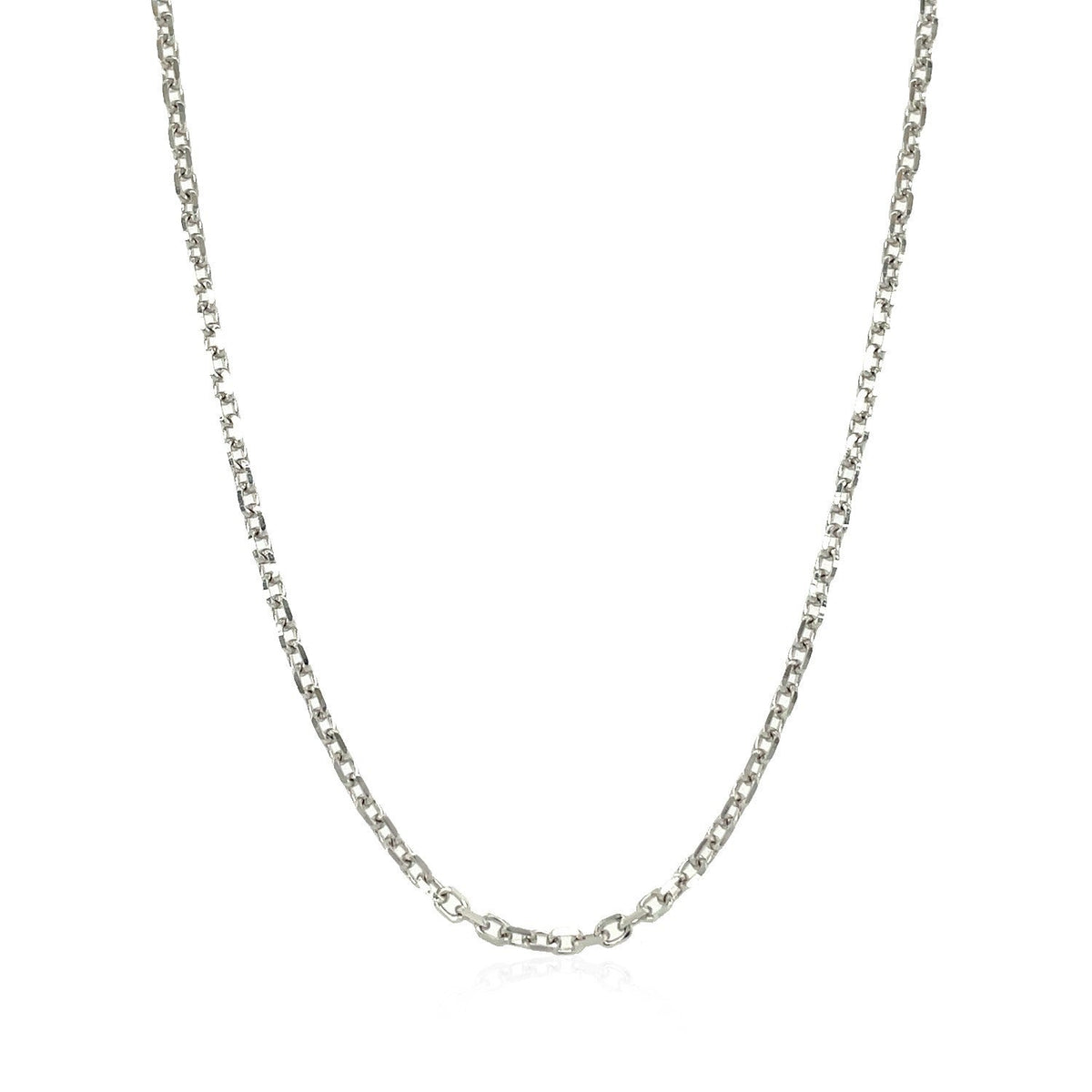 18K White Gold Diamond Cut Cable Link Chain