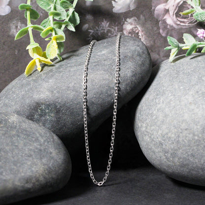 18K White Gold Diamond Cut Cable Link Chain