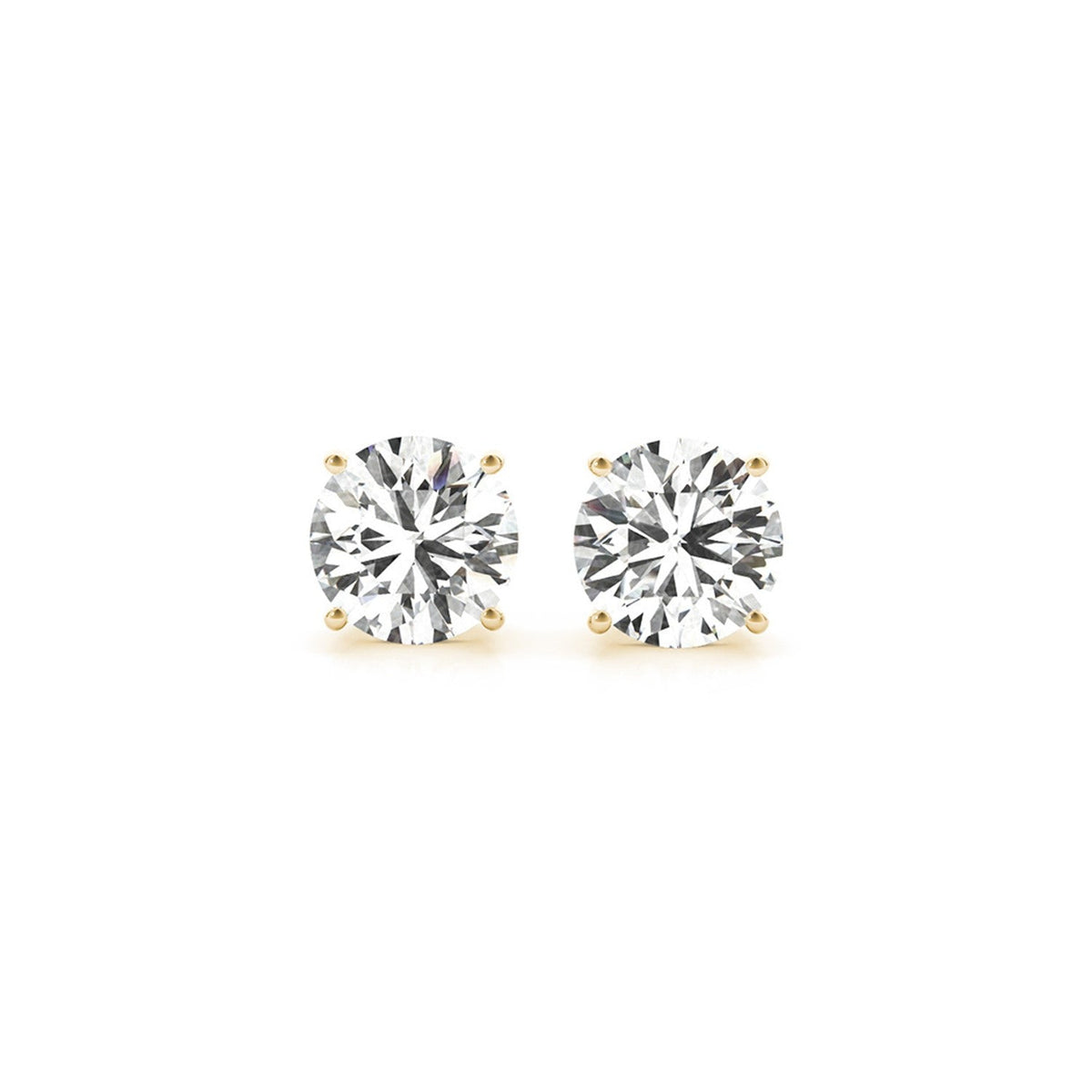 14K Yellow Gold 3 cttw Lab Grown Round Diamond Stud Earrings