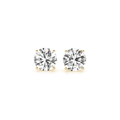 14K Yellow Gold 3 cttw Lab Grown Round Diamond Stud Earrings