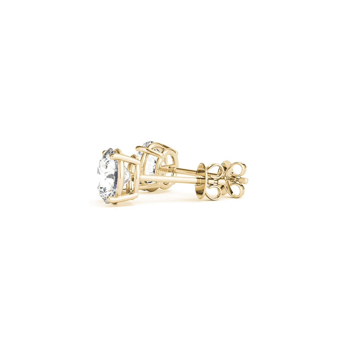 14K Yellow Gold 3 cttw Lab Grown Round Diamond Stud Earrings