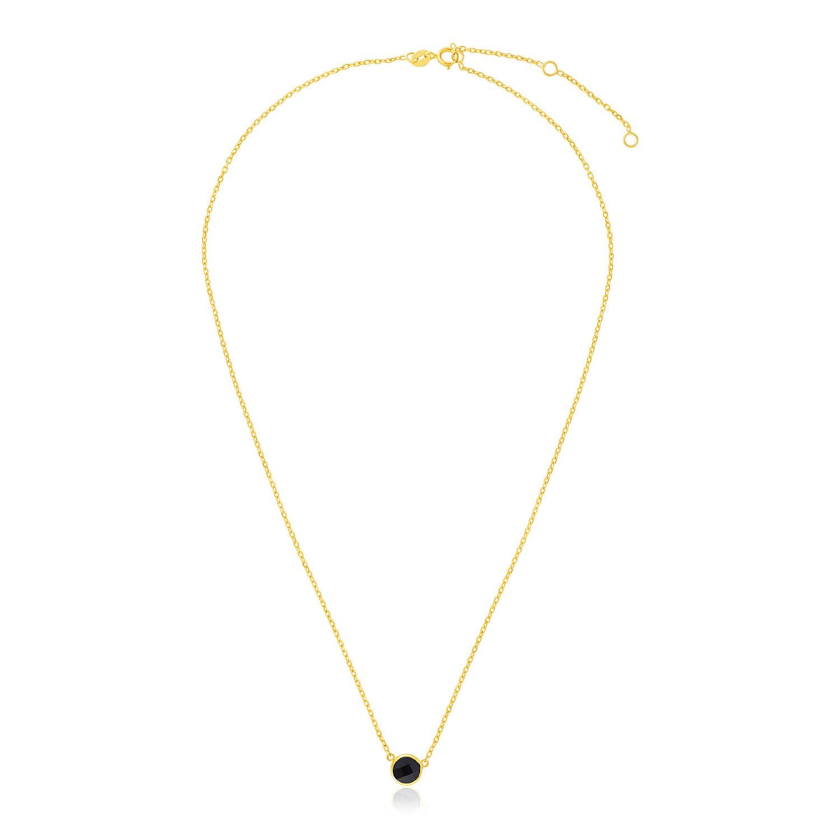 14K Yellow Gold Round Onyx Necklace