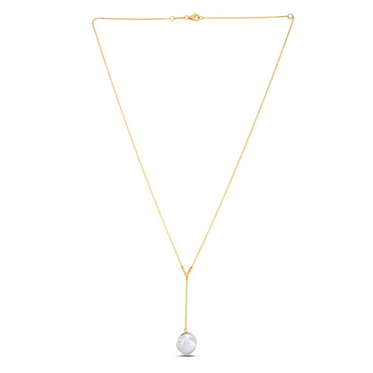 14K Yellow Gold Pearl Lariat Necklace